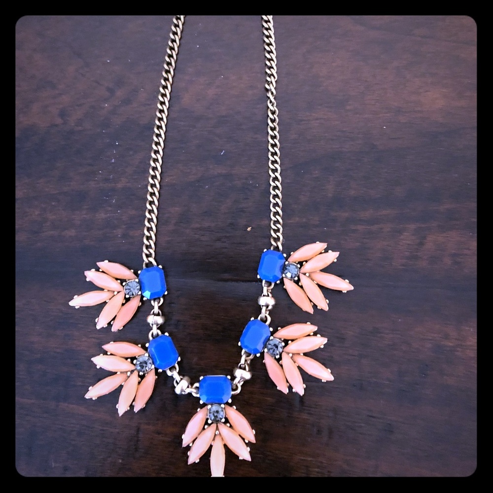JCREW coral and blue necklace